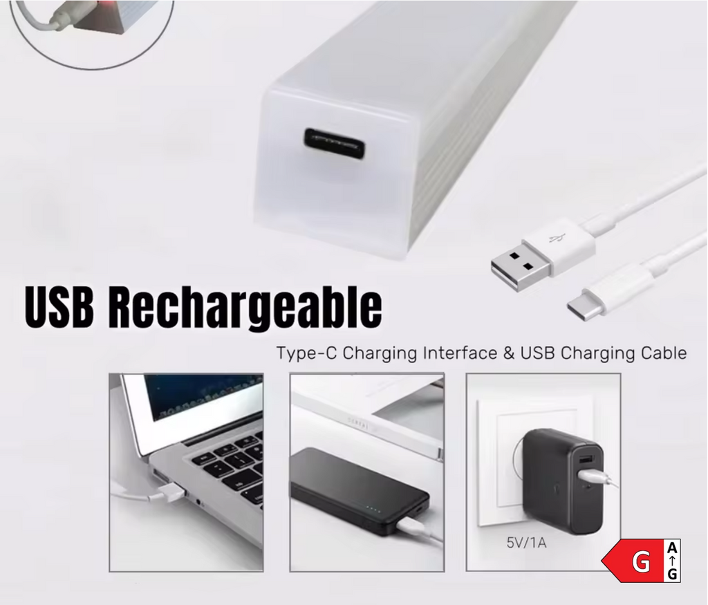 LED Nachtlicht mit Bewegungssensor 20cm – Kaltweiß, USB Akku, Magnetisch