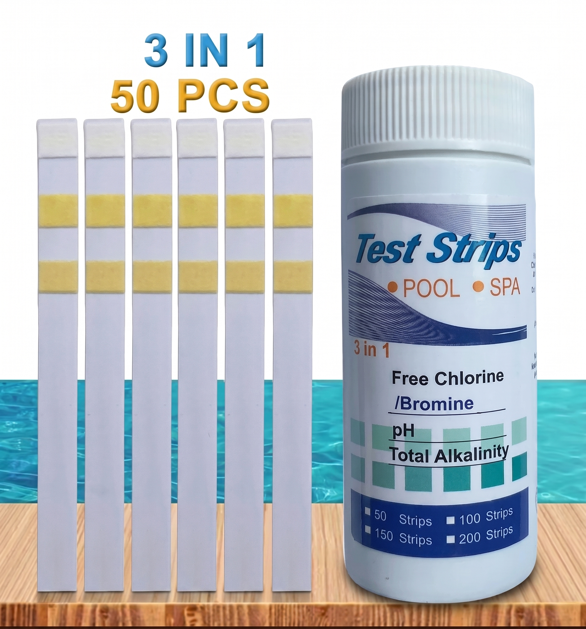 pH Teststreifen Wasser 3in1 – 50 Stück