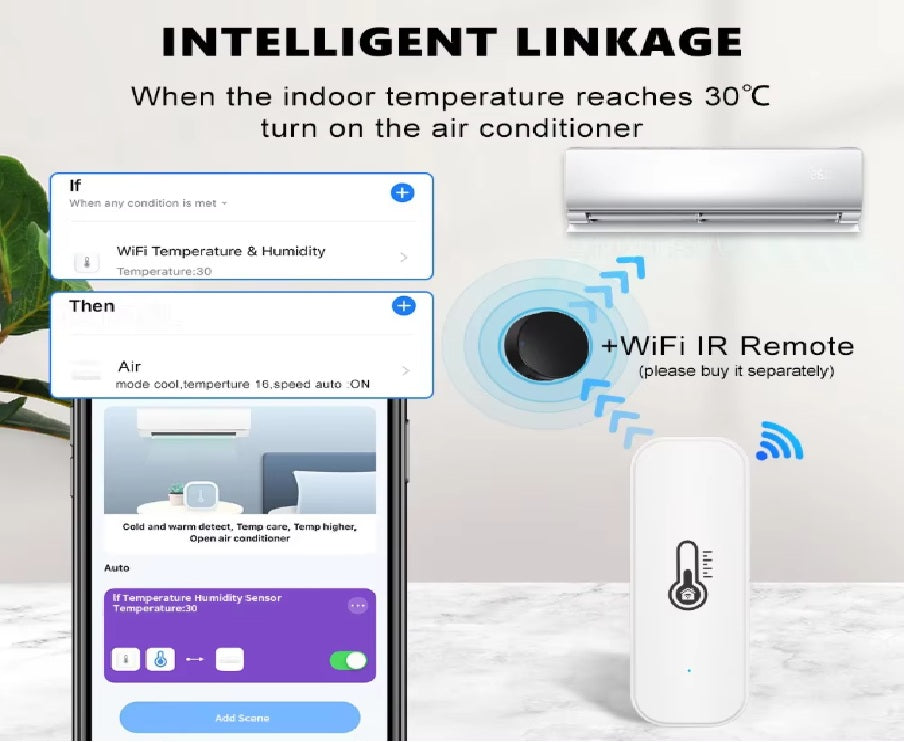 WiFi Temperatur- & Feuchtigkeitssensor – 2er Set (Tuya Smart Home)